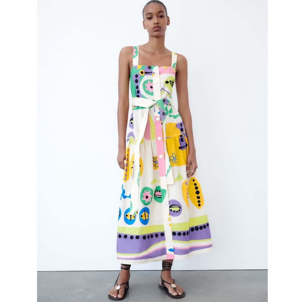 Zara PRINTED MIDI DRESS